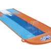 Bestway Orange & Blue Rectangular Triple Lane Slide With Sprinkler System At One End Water Slide