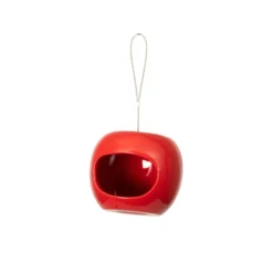 CJ Wildlife Ceramic Feeder Bird Mixes Red Apple Bird Feeder 0.5L