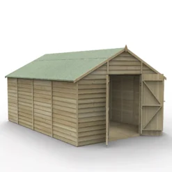 Forest Garden 10x15 Apex Pressure Treated Overlap Wooden Shed With Floor (Base Included) - Assembly Service Included