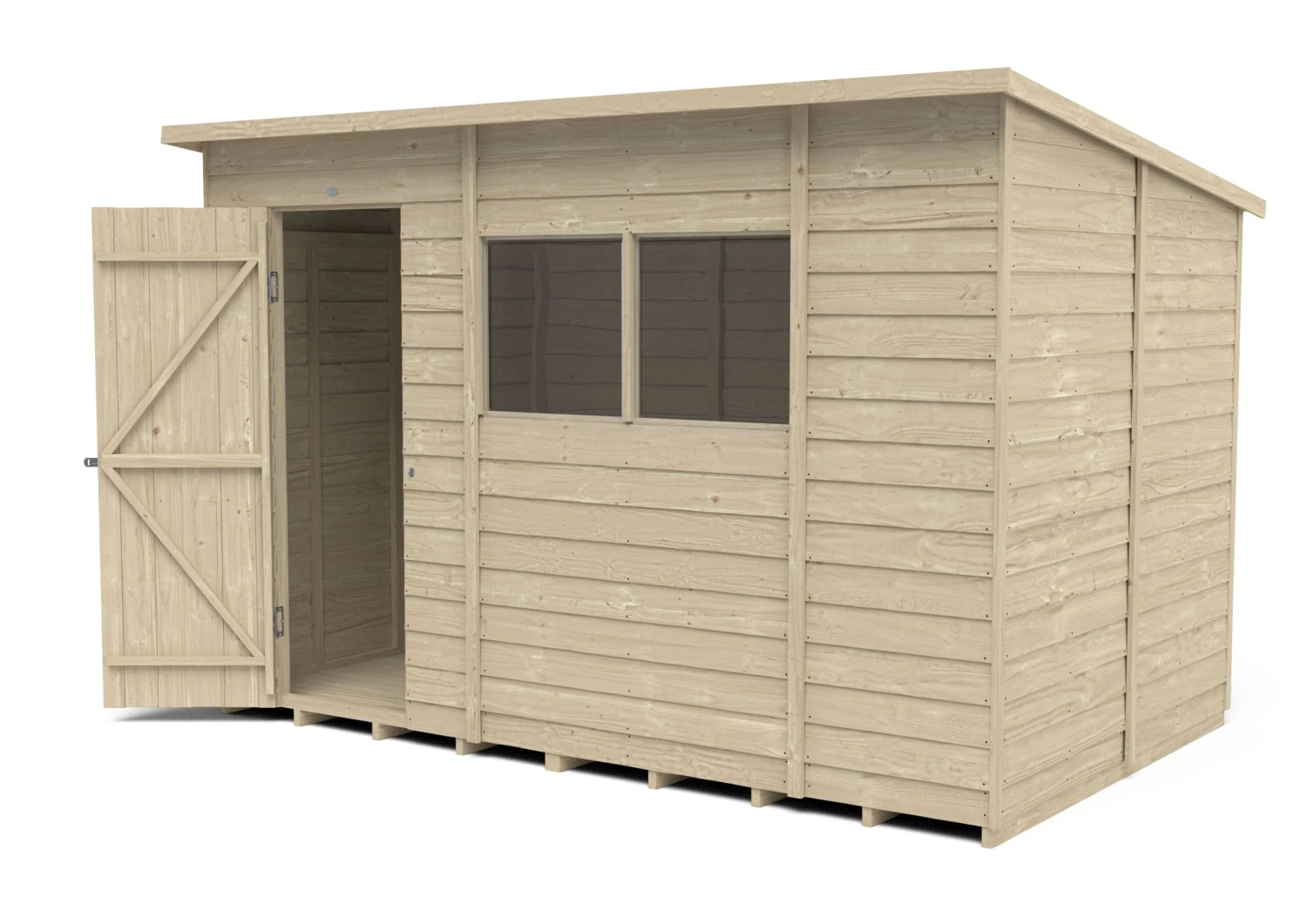 Forest Garden 10x6 Ft Pent Overlap Wooden 2 Windows Shed With Floor - Image 4