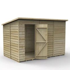 Forest Garden 10x6 Pent Pressure Treated Overlap Wooden Shed With Floor (Base Included)