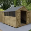Forest Garden 10x8 Apex Pressure Treated Overlap Wooden Shed With Floor - Assembly Service Included