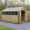 Forest Garden 12x8 Ft Apex Overlap Wooden 2 Door 6 Windows Shed With Floor - Assembly Service Included