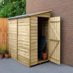 Forest Garden 6x3 Ft Pent Overlap Wooden Shed With Floor
