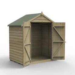 Forest Garden 6x4 Apex Pressure Treated Overlap Wooden Shed With Floor - Assembly Service Included