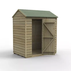 Forest Garden 6x4 Ft Reverse Apex Overlap Wooden Shed With Floor (Base Included) - Assembly Service Included