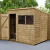 Forest Garden 7x5 Pent Pressure Treated Overlap Wooden Shed With Floor (Base Included) - Assembly Service Included