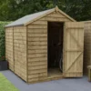 Forest Garden 8x6 Apex Pressure Treated Overlap Wooden Shed With Floor (Base Included) - Assembly Service Included