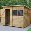 Forest Garden 8x6 Pent Pressure Treated Overlap Wooden Shed With Floor (Base Included)
