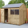 Forest Garden 8x6 Reverse Apex Pressure Treated Overlap Wooden Shed With Floor - Assembly Service Included