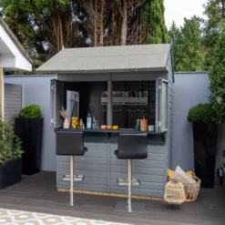 Forest Garden Apex Shiplap Wooden Garden Bar With Single Door - Assembly Service Included