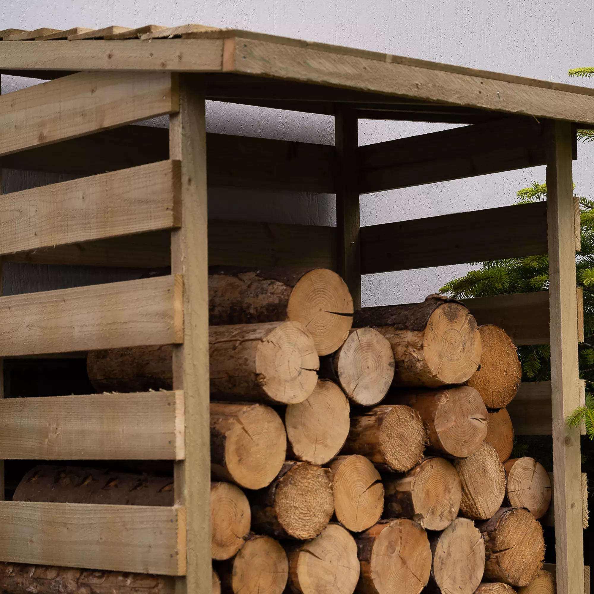 Forest Garden Compact Timber 3x3 Ft Pent Log Store - Image 4