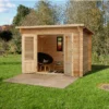 Forest Garden Harwood 3x2 Toughened Glass Pent Loglap Solid Wood Cabin With Double Door
