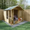 Forest Garden Oakley 7x7 Apex Overlap Solid Wood Summer House With Double Door (Base Included) - Assembly Service Included