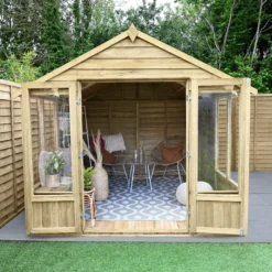 Forest Garden Oakley 8x10 Apex Overlap Solid Wood Summer House With Double Door