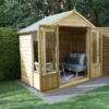 Forest Garden Oakley 8x6 Apex Overlap Solid Wood Summer House With Double Door (Base Included)