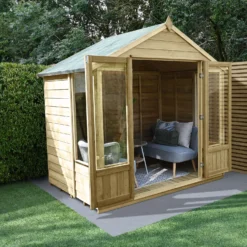 Forest Garden Oakley 8x6 Apex Overlap Solid Wood Summer House With Double Door