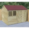 Forest Garden Timberdale 10x8 Ft Reverse Apex Tongue & Groove Wooden 2 Door Shed With Floor (Base Included)