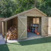 Forest Garden Timberdale Log Store 10x8 Ft Apex Tongue & Groove Wooden 2 Door Shed With Floor (Base Included)