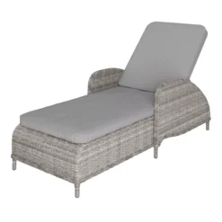 GoodHome Hamilton Steeple Grey Rattan Effect Sun Lounger