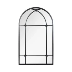 La Hacienda Aston & Wold Arundel Black Arch Framed Garden Mirror 1000mm X 600mm