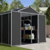 Palram - Canopia Rubicon 6x10 Apex Dark Grey Plastic Shed With Floor