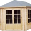 Shire Belvoir 10x10 Toughened Glass Apex Tongue & Groove Wooden Cabin - Base Not Included
