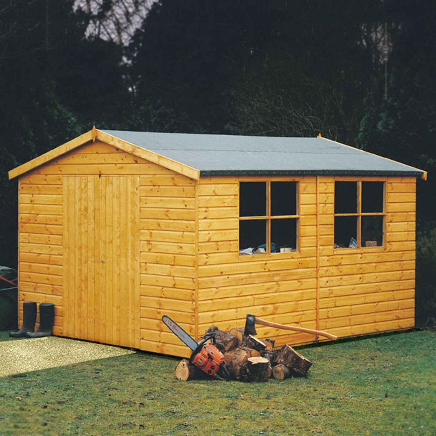 Shire Bison 14x10 Apex Shiplap Wooden Shed - Assembly Service Included