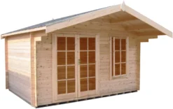 Shire Cannock 12x8 Toughened Glass Apex Tongue & Groove Wooden Cabin - Base Not Included