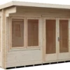 Shire Danbury 12x12 Toughened Glass Pent Tongue & Groove Wooden Cabin - Base Not Included