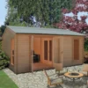 Shire Firestone 13x17 Ft Toughened Glass Apex Tongue & Groove Wooden Cabin With Tile Roof