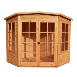 Shire Hampton 7x7 Toughened Glass Pent Shiplap Wooden Summer House - Base Not Included