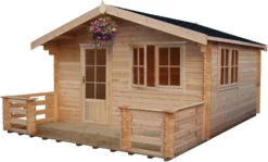 Shire Kinver 14x14 Glass Apex Tongue & Groove Wooden Cabin - Base Not Included