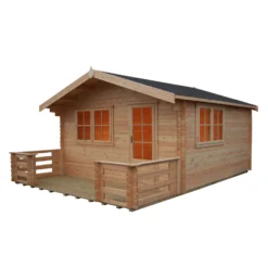 Shire Kinver 14x18 Toughened Glass Apex Tongue & Groove Wooden Cabin - Base Not Included