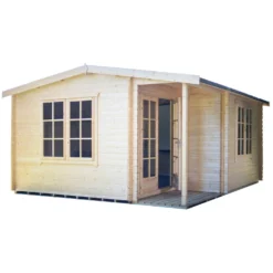 Shire Twyford 16x17 Ft Toughened Glass Apex Tongue & Groove Wooden Cabin With Felt Tile Roof